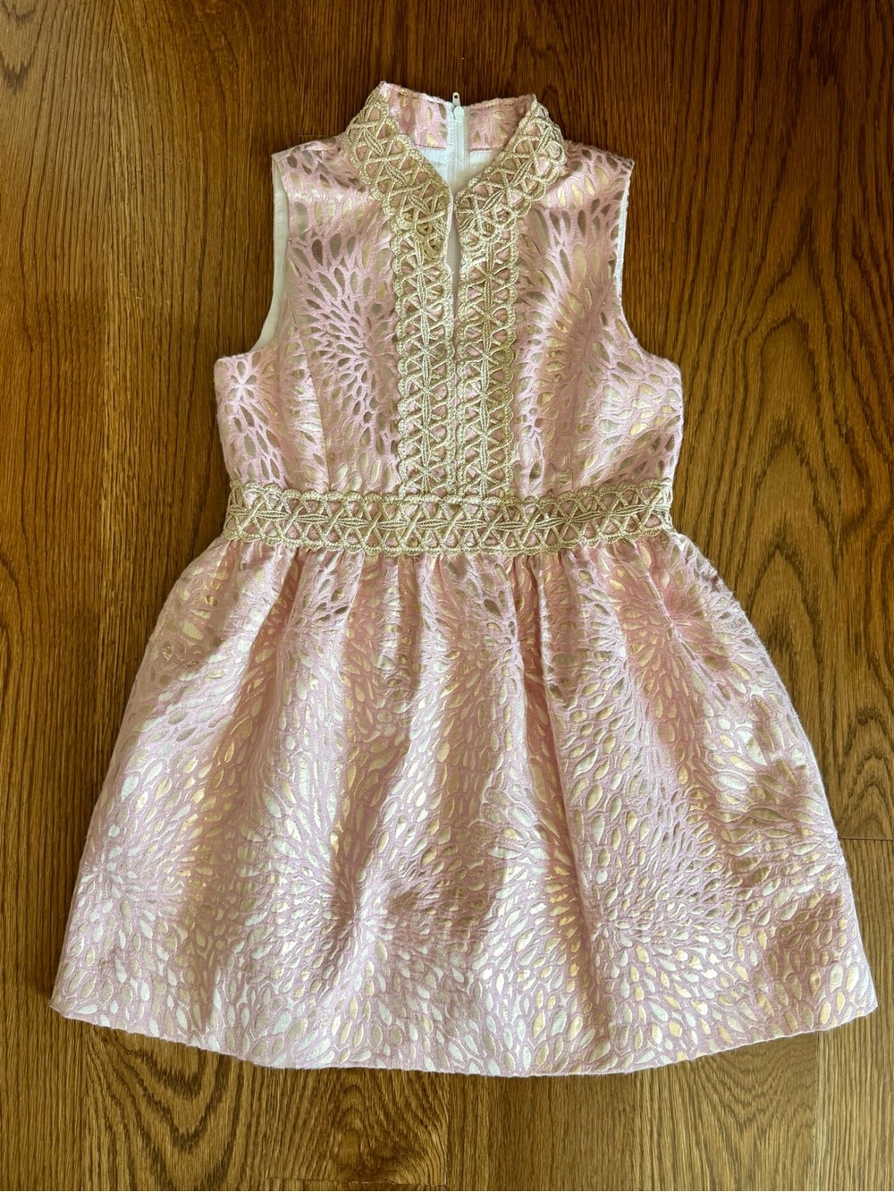 Lilly Pulitzer Pink Metallic Lace-Trim Sleeveless Party Dress